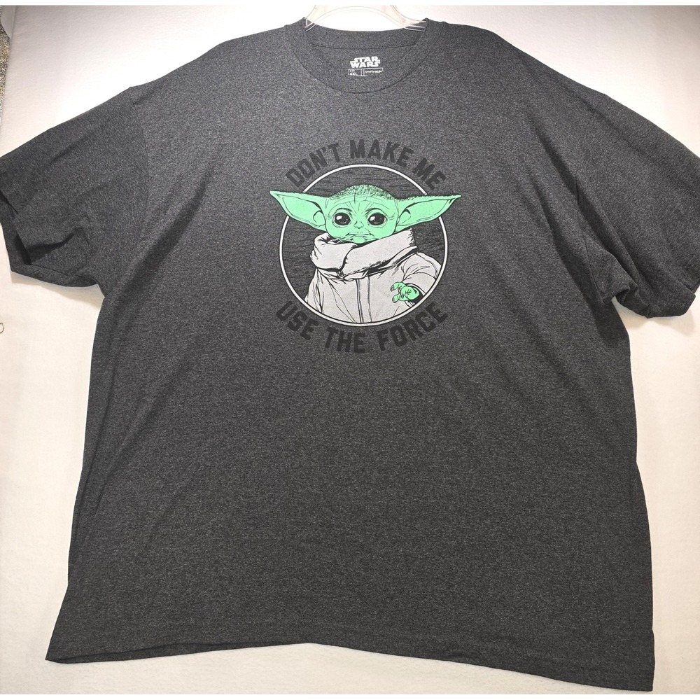 Star Wars Baby Yoda Grogu Dont Make Me Use The Force T-Shirt Mens 4XL Grey